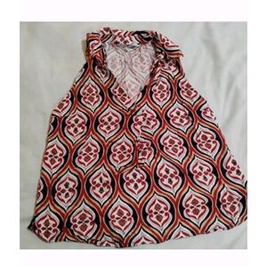 Liz Claiborne Red and Black Geometric Blouse